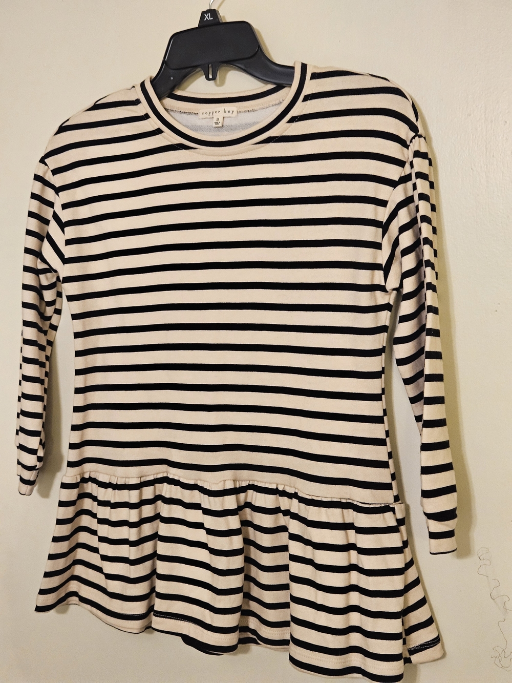 Copper Key Black & Cream Striped Top